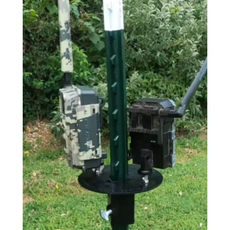 Patented T-Post Mount for 2 Trail CamerasNo Arms, Direct Mount