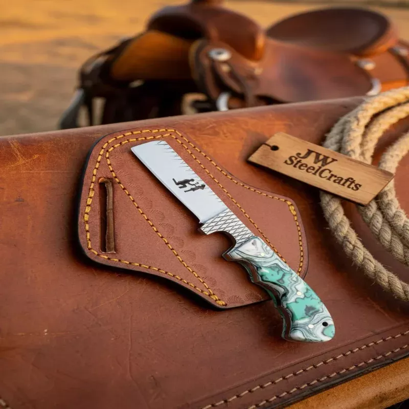 Personalized Rasp Steel Knife 7 Overall Resin Handle Proposal Engraving