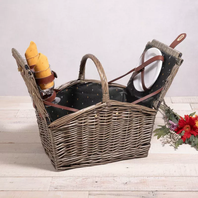 Piccadilly Picnic Basket|Red & White Plaid Pattern&Natural Canvas&Anthology Collection
