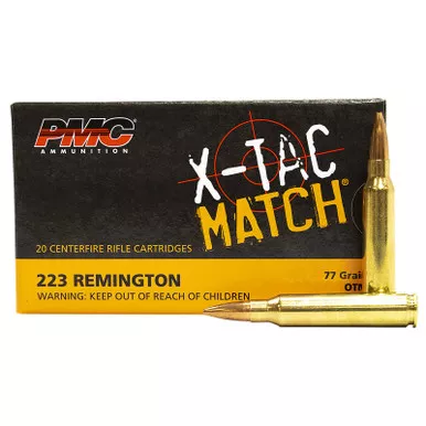 PMC 223XM X-Tac Match 223Rem 77gr Open Tip Match 20 Per Box/10 Case