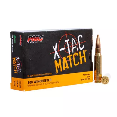 PMC 308XM X-Tac Match 308Win 168gr Open Tip Match 20 Per Box/10 Case