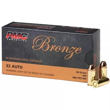 PMC 32B Bronze 32ACP 60gr Jacketed Hollow Point 50 Per Box/20 Case