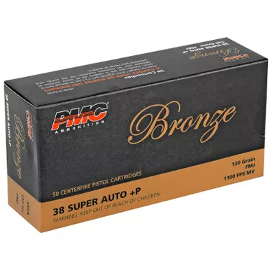 PMC 38SA Bronze 38Super+P 130gr Full Metal Jacket 50 Per Box/20 Case