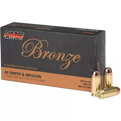 PMC 40E Bronze 40S&W 180gr Full Metal Jacket Flat Point 50 Per Box/20 Case