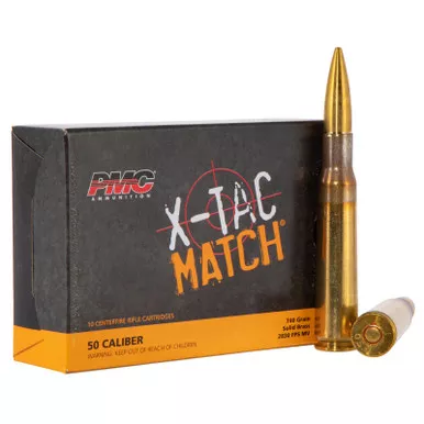 PMC 50XM X-Tac Match 50BMG 740gr Solid Brass 10 Per Box/20 Case