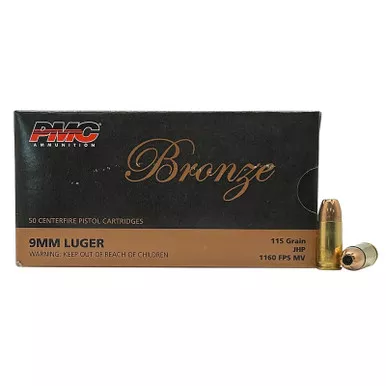 PMC 9B Bronze 9mmLuger 115gr Jacketed Hollow Point 50 Per Box/20 Case