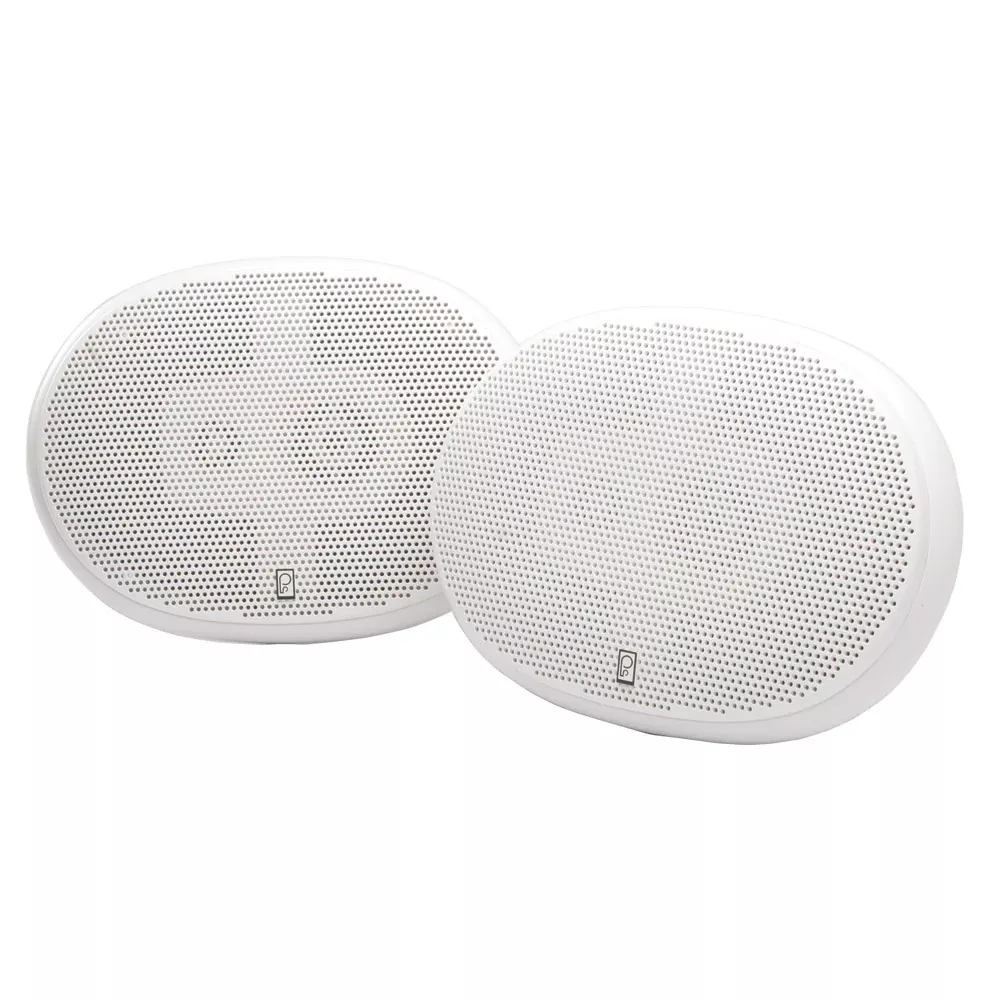Poly-Planar 6″ x 9″ Premium Oval Marine Speakers – (Pair) White