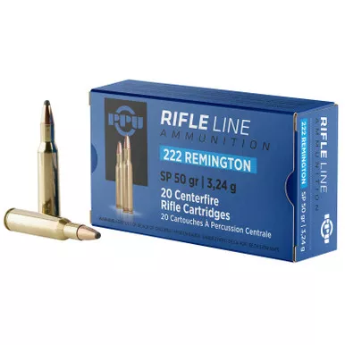 PPU PP222 Standard Rifle 222Rem 50gr Soft Point 20 Per Box/50 Case