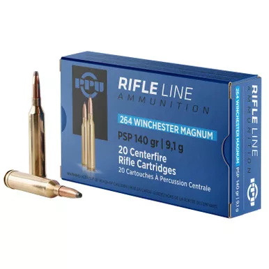 PPU PP264 Standard Rifle 264WinMag 140gr Pointed Soft Point 20 Per Box/10 Case
