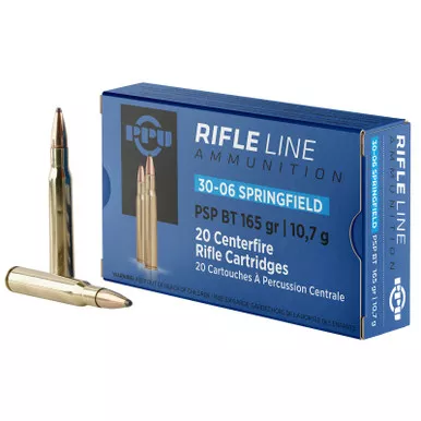 PPU PP30062 Standard Rifle 30-06Springfield 165gr Pointed Soft Point Boat Tail 20 Per Box/10 Case