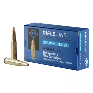 PPU PP3083 Standard Rifle 308Win 180gr Soft Point 20 Per Box/10 Case