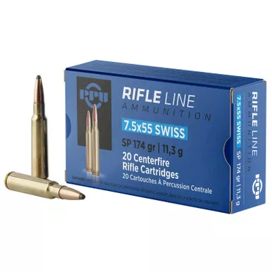 PPU PP7SS Metric Rifle 7.5x55mmSwiss 174gr Soft Point 20 Per Box/10 Case