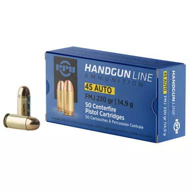 PPU PPH45F Handgun 45ACP 230gr Full Metal Jacket 50 Per Box/10 Case