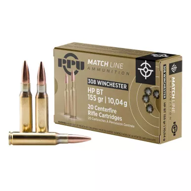 PPU PPM3081 Match 308Win 155gr Hollow Point Boat Tail 20 Per Box/10 Case