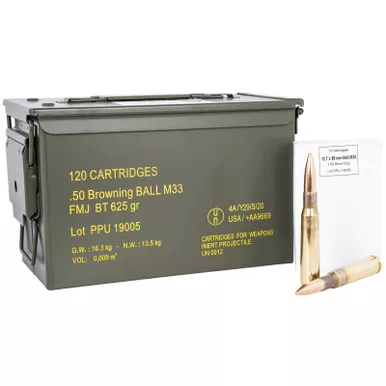 PPU PPRM50M Rangemaster 50BMG 625gr Full Metal Jacket/ 120rds *Sold by Case *Includes Metal Can