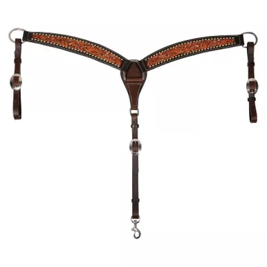 PROFESSIONAL'S CHOICE Buckstitched Filigree Black/Natural Breast Collar (3P6035)