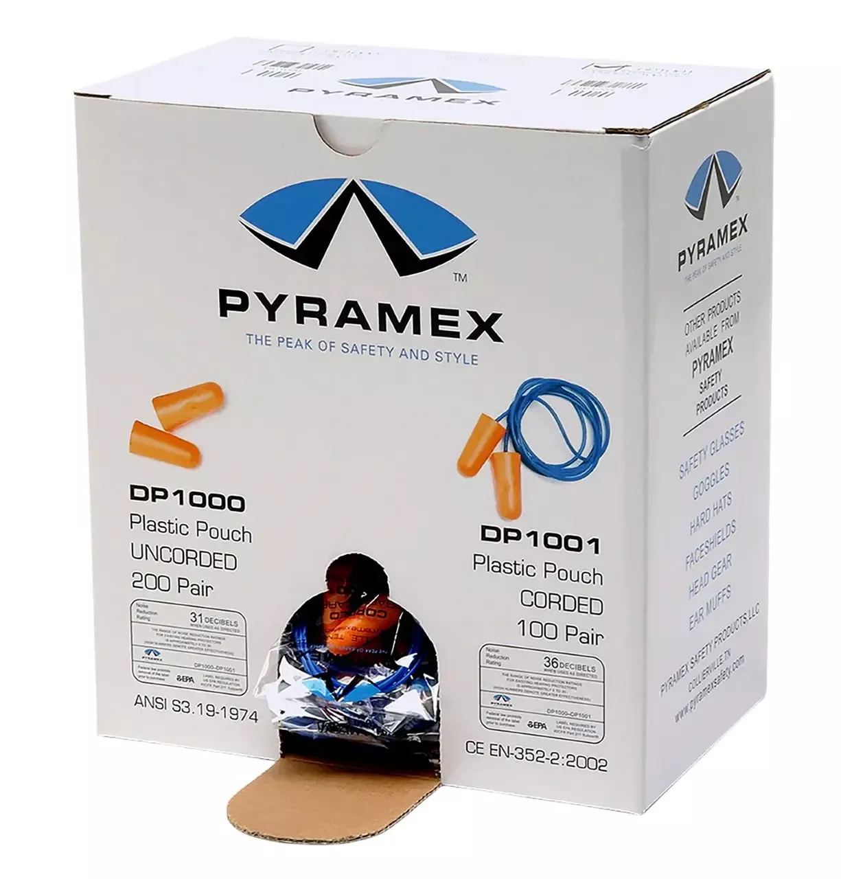Pyramex Foam Disposable Ear Plugs NRR32 200 Pair Orange
