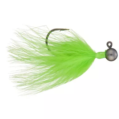 Queen Tackle L.S. Tungsten Ping Hair Jig 2pk Chartreuse Green 1/8 Oz