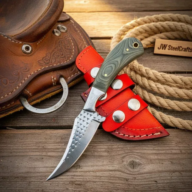 Rasp Steel Hawkbill Knife 8 Micarta Handle
