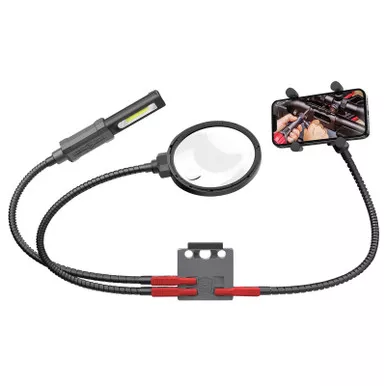 Real Avid AVMVACC Smart Mount Quick-Connect, Includes Magnifying Glass, 180 Lumen Work Light, Cell Phone Holder
