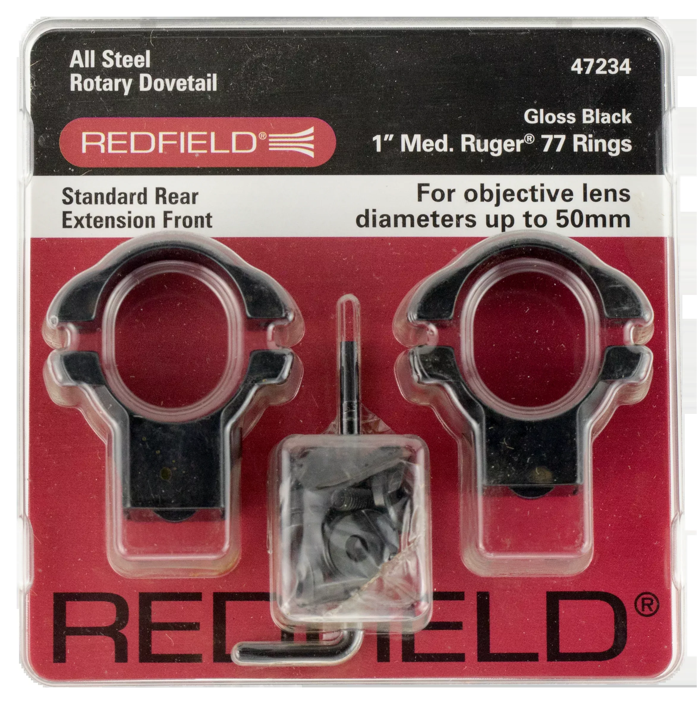 Redfield Mounts Dovetail, Red 47236Stl Rings 1in Hi Rug77 Matt