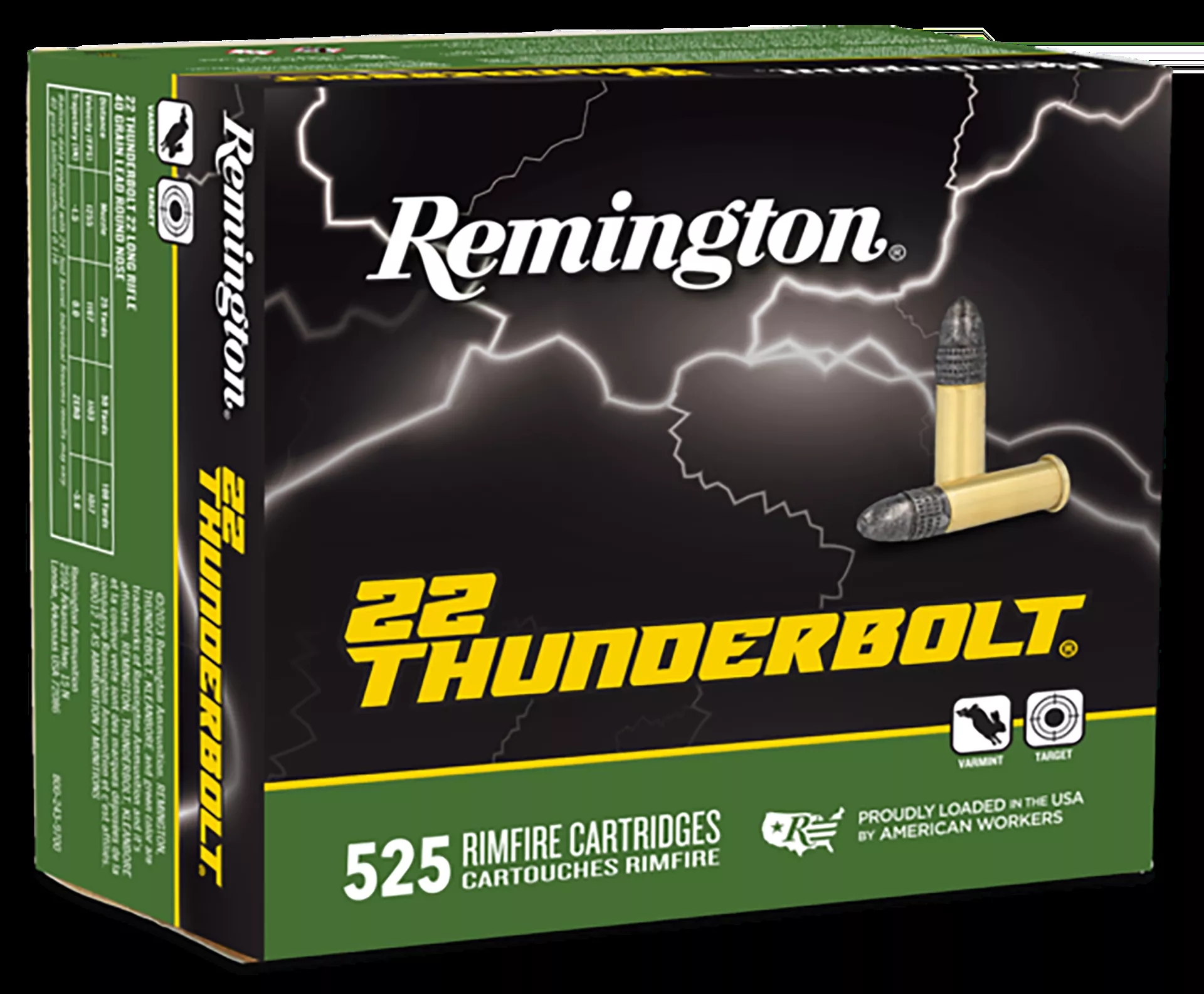 Remington Ammunition Thunderbolt 22 LR 40 gr 525 Per Box