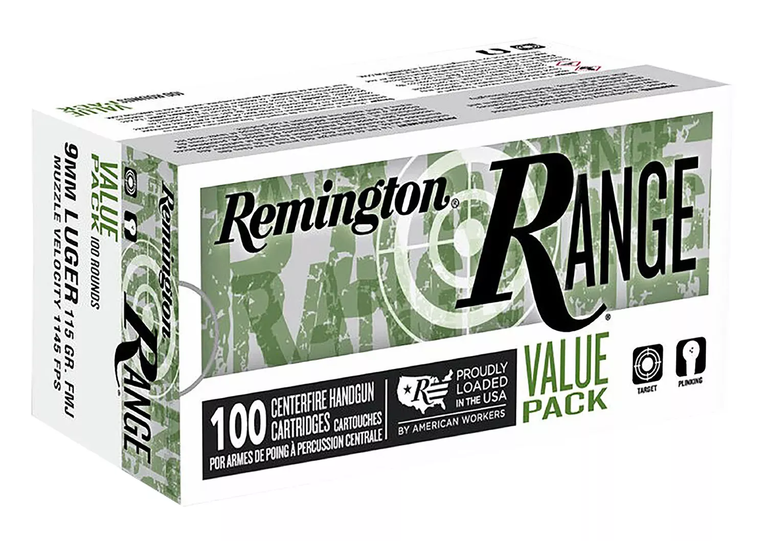 Remington Range Value Pack 9mm Luger 115 Gr. Full Metal Jacket 100/Box