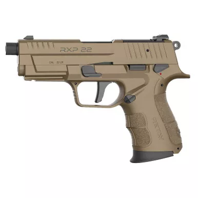 Retay USA RXP22FDE13TH RXP 22 LR 13+1 4" Black Threaded Barrel, Flat Dark Earth Cerakote RMR/RMSc Optic Ready/Serrated Slide, Flat Dark Earth Cerakote Polymer Frame w/Accessory Rail, Textured Grip