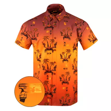 RETRO RIFLE Synth Crab Button Down Short Sleeve Shirt (82297284)