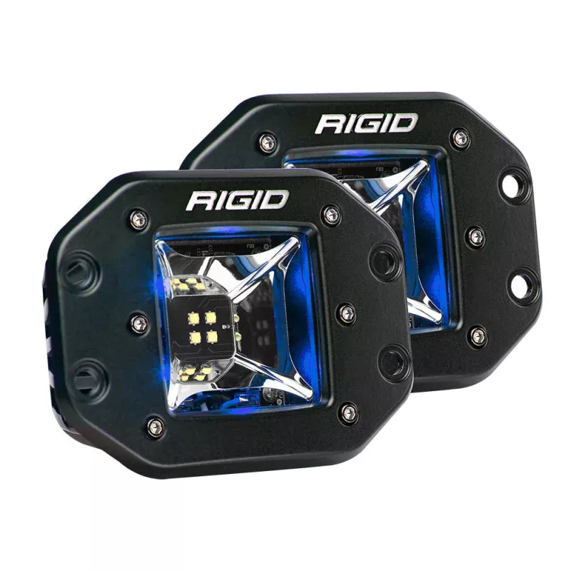 RIGID Industries Radiance Scene Lights – Flush Mount Pair – Black w/Blue LED Backlights