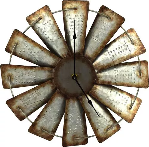 Rivers Edge Metal Windmill – Clock 15″