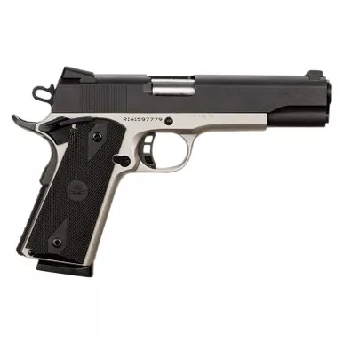 Rock Island 51447 Rock Standard FS 45 ACP Caliber with 5" Barrel, 8+1 Capacity, Nickel Finish Steel Beavertail Frame, Serrated Black Parkerized Steel Slide & Black Rubber Grip