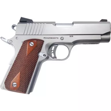 Rock Island 51868 Rock Standard CS *CA Compliant 45 ACP 3.63" 7+1 Matte Stainless Steel Frame & Slide Double Diamond Checkered Wood Grip