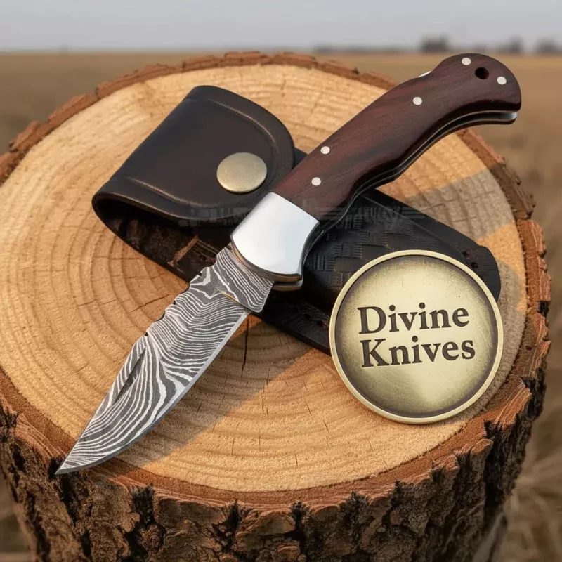 Rosewood Handle Damascus Clip Point Knife for Precision Everyday Cutting