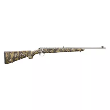 Ruger 7420 77/357 357 Mag 5+1 18.50" Brushed Stainless Threaded Barrel, Brushed Stainless Integral Scope Mount, Fixed Desolve Bare Reduced Camo Synthetic Stock, Thread Protector