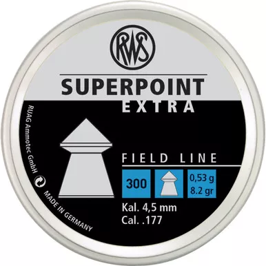 RWS 2317409 Superpoint Extra Field Line .177 Pellets, Black, 300 Count