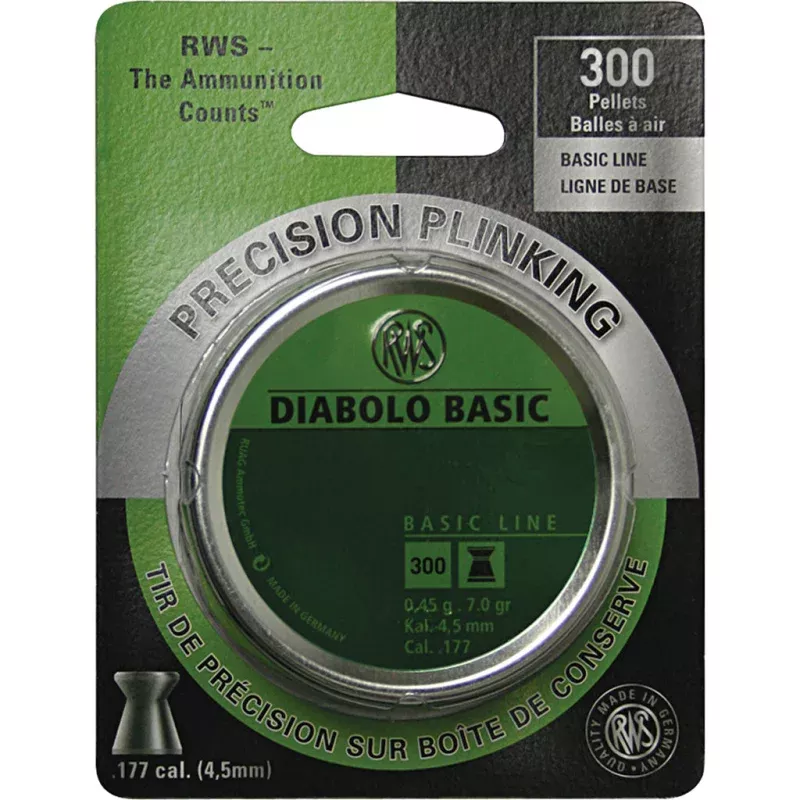 RWS Diabolo Basic Line .177 Pellets 300 ct.