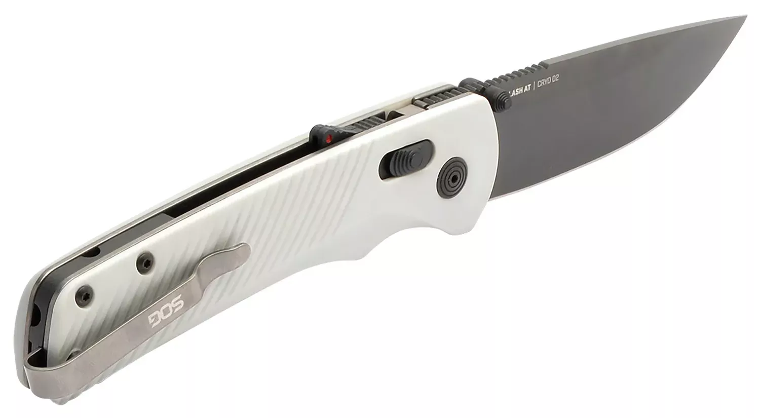 S.O.G Flash AT 3.45" Folding Straight Back Plain TiNi Cryo D2 Steel Blade Concrete Gray Textured GRN Handle