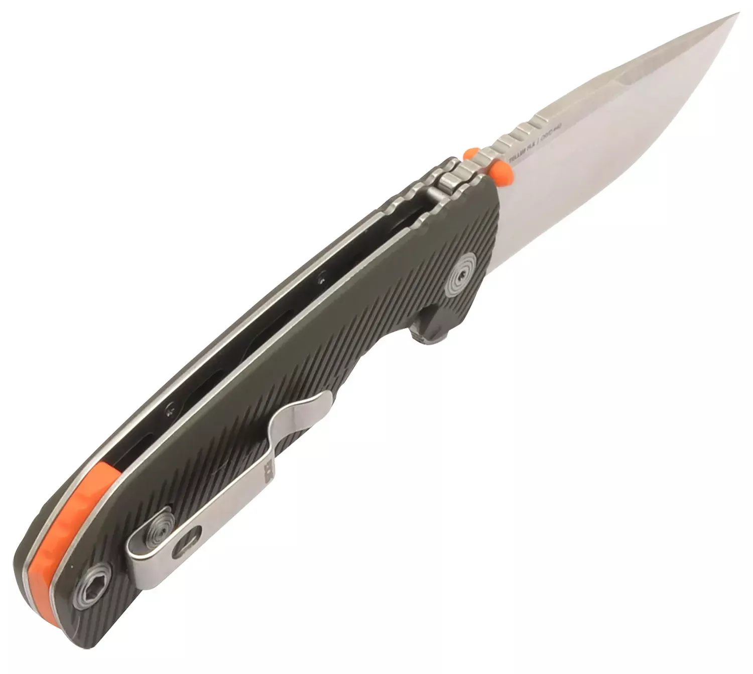 S.O.G Tellus FLK 3.65" Folding Clip Point Plain Stonewashed Cryo 440C SS Blade/ Olive Drab Textured GRN Handle