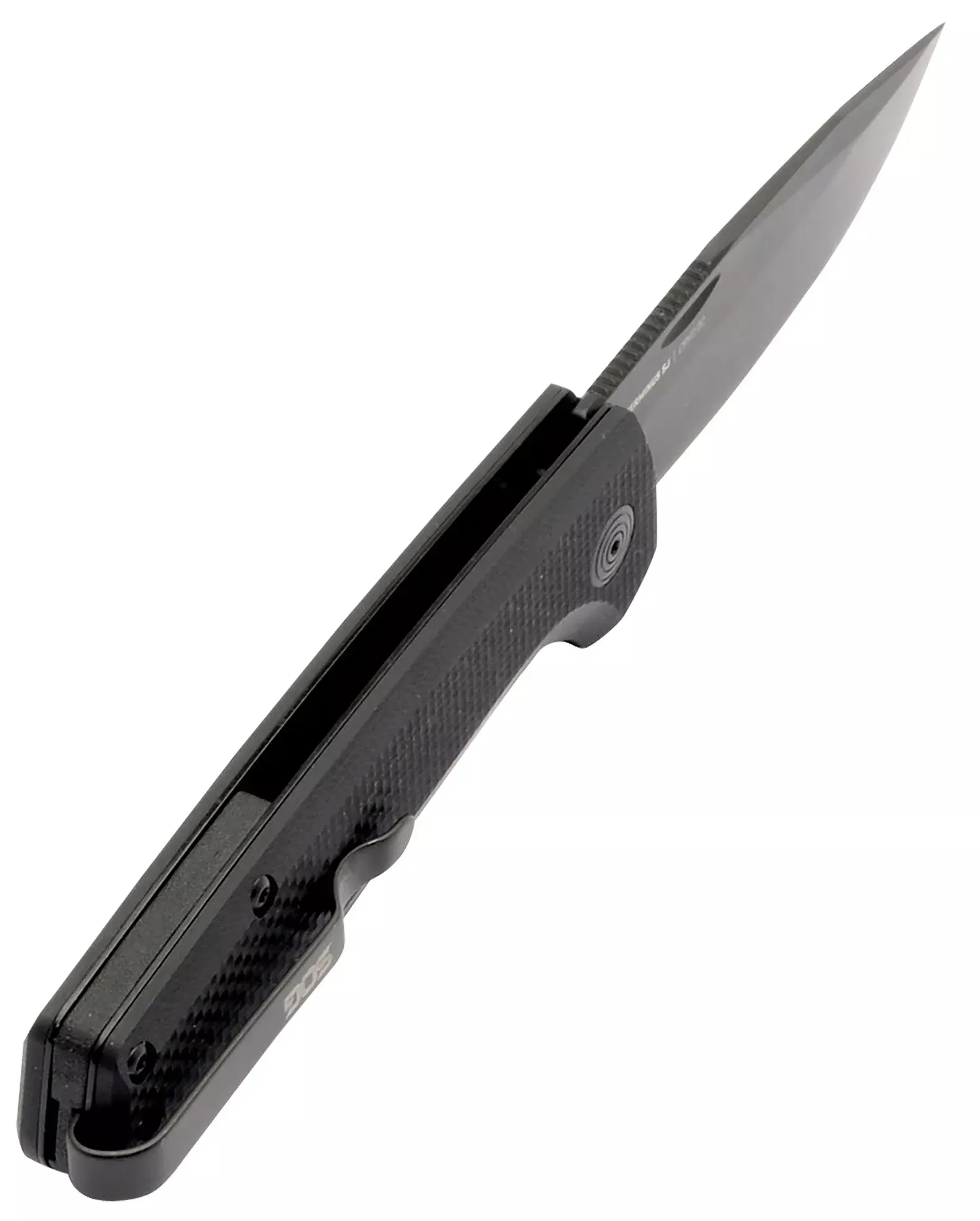 S.O.G Terminus SJ 2.90" Folding Clip Point Plain Stonewashed Cryo D2 Steel Blade Blackout G10 Handle Includes Belt Clip
