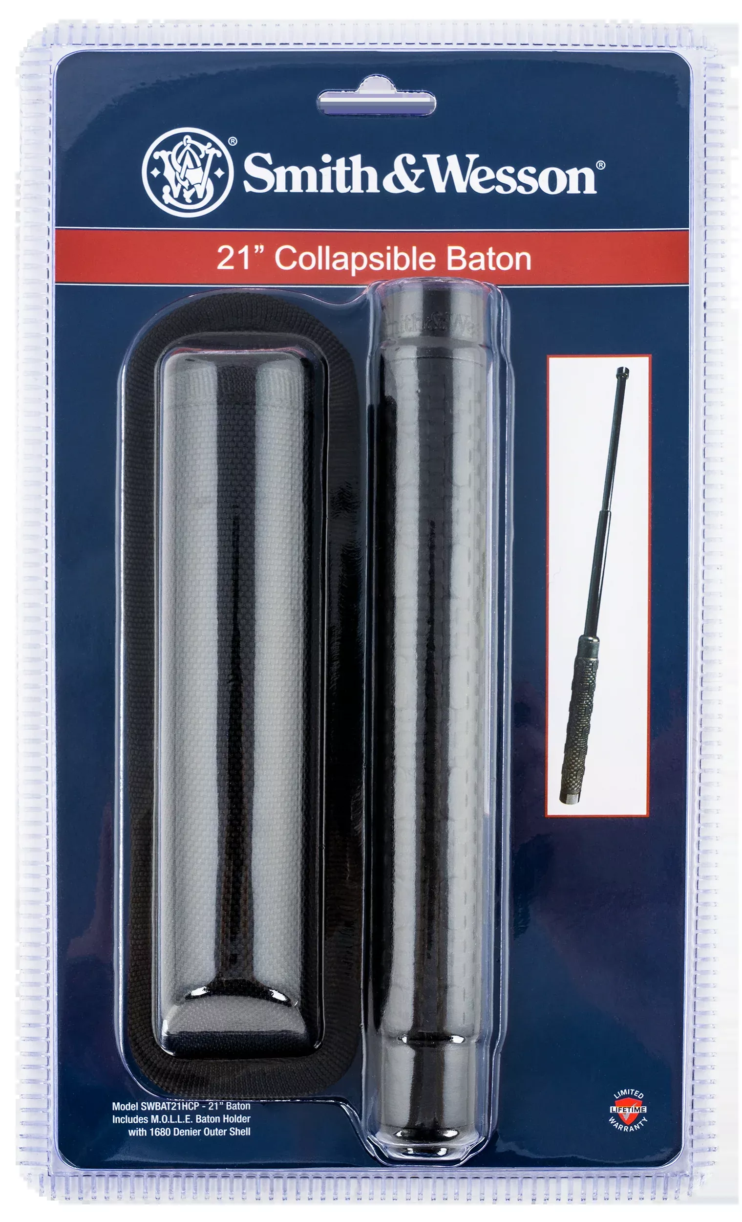 S&w Collapsible Lite Baton 21" - Black With Hand Holster