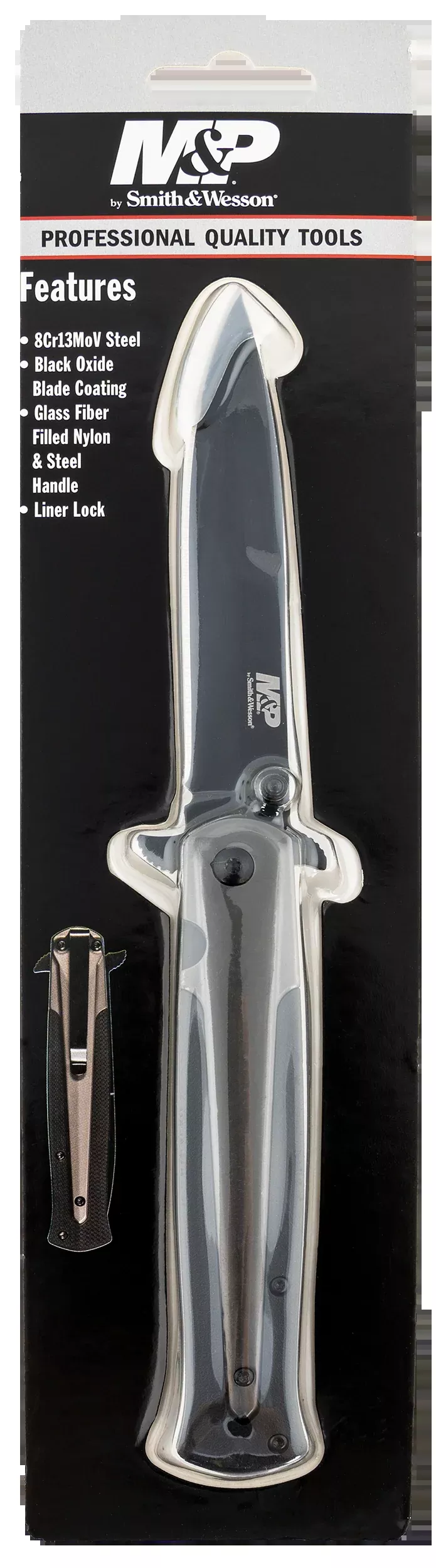 S&w Knife M&p Dagger 4" Blade - Black/fde W/ Pocket Clip