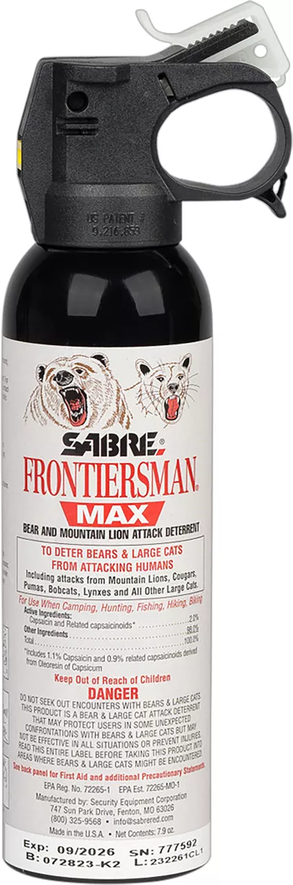 Sabre Frontiersman MAX Bear & Mountain Lion Deterrent Spray 7.9oz 40 ft Range FBADX03