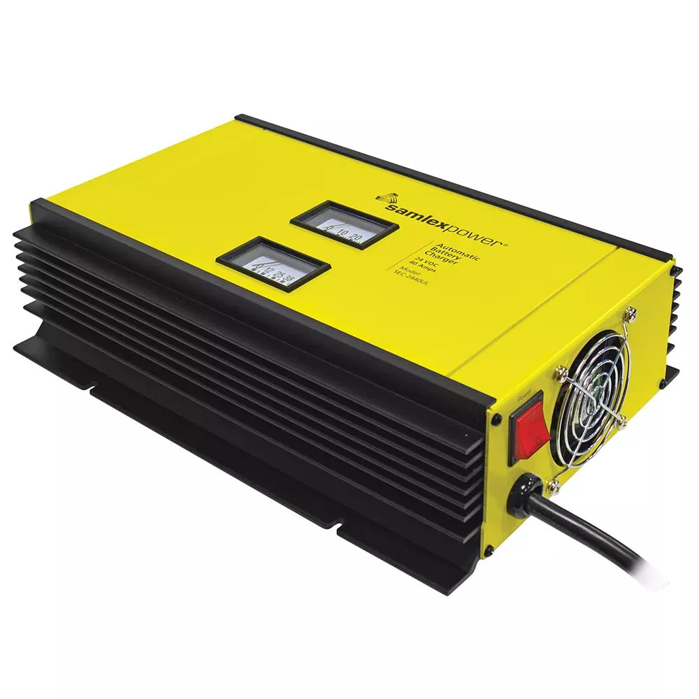 Samlex 40A Battery Charger – 24V – 2-Bank – 3-Stage w/Dip Switch & Lugs – Includes Temp Sensor