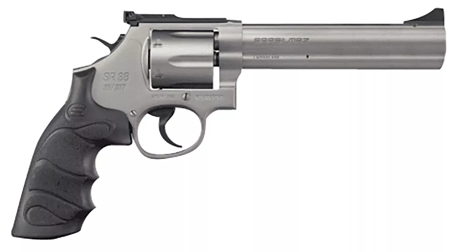 SAR USA SR Revolver .357 MAG 6Rd 6″ Barrel Ramp Front Sight Adjustable Rear Sight Finger Groove Grip DA/SA Stainless SARSR38ST6
