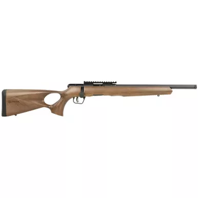 Savage Arms 70817 B Series Timber 17 HMR 10+1 18" Matte Black Threaded Barrel, Matte Black Picatinny Rail Steel Receiver, Woodgrain Fixed Thumbhole Stock