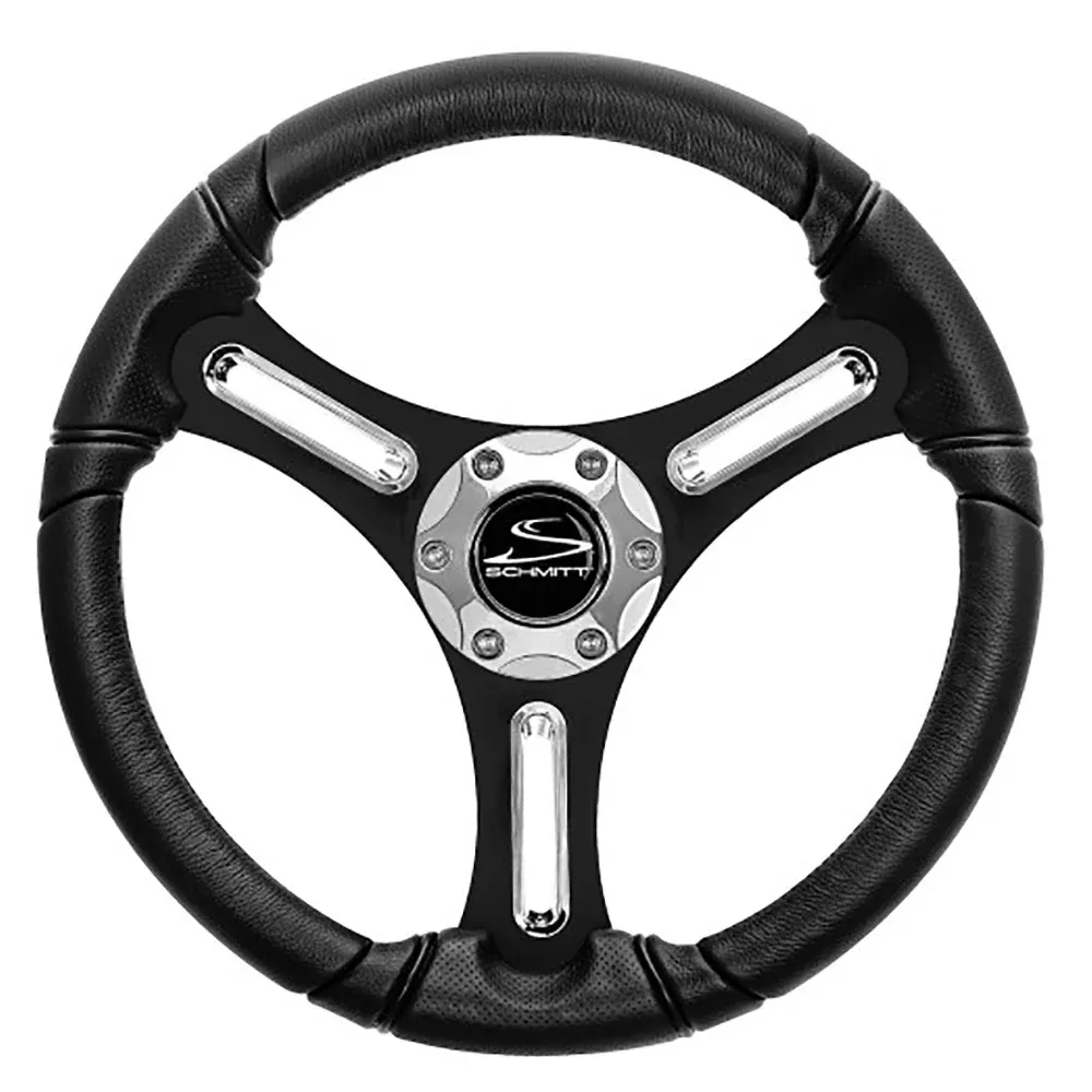 Schmitt Marine Torcello 14″ Wheel – 03 Series – Polyurethane Wheel w/Chrome Trim & Cap – Brushed Spokes – 3/4″ Tapered Shaft
