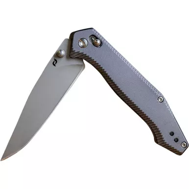 Schrade 1215384 3.40" Folding Drop Point Plain Stainless Steel Blade, Black Aluminum Handle