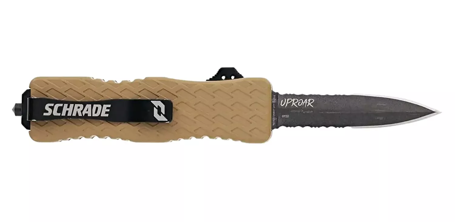 Schrade Uproar Automatic OTF Knife 3" D2 Aluminum Flat Dark Earth 1159305
