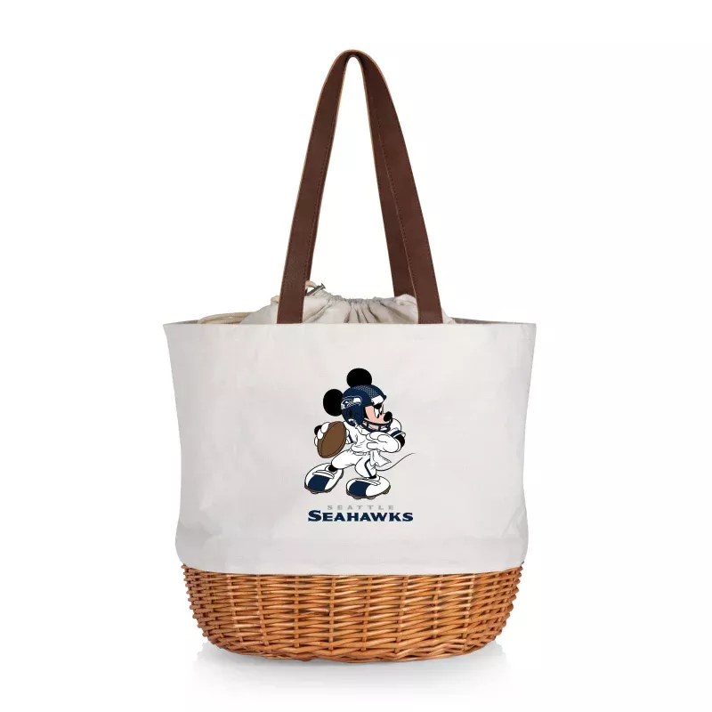 Seattle Seahawks Mickey Mouse – Coronado Canvas and Willow Basket Tote